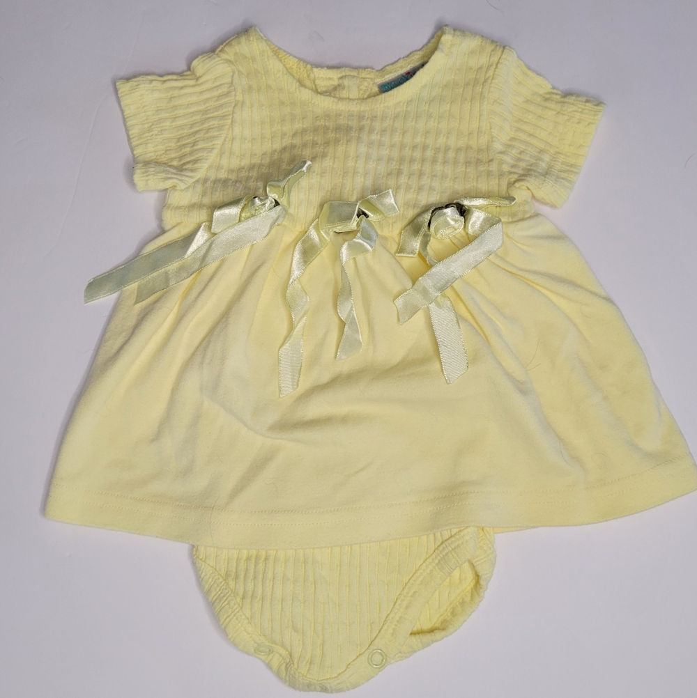Vintage Mockingbird Baby Girl Bows And Rosettes Yellow Spring Dress